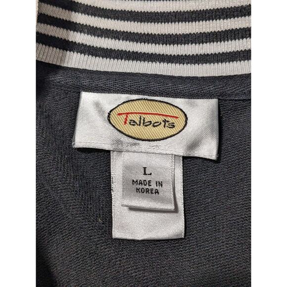 Talbots Full Zip‎ Active Sweater Women L Black Pockets Long Sleeve Mock Neck R78 - Picture 7 of 12